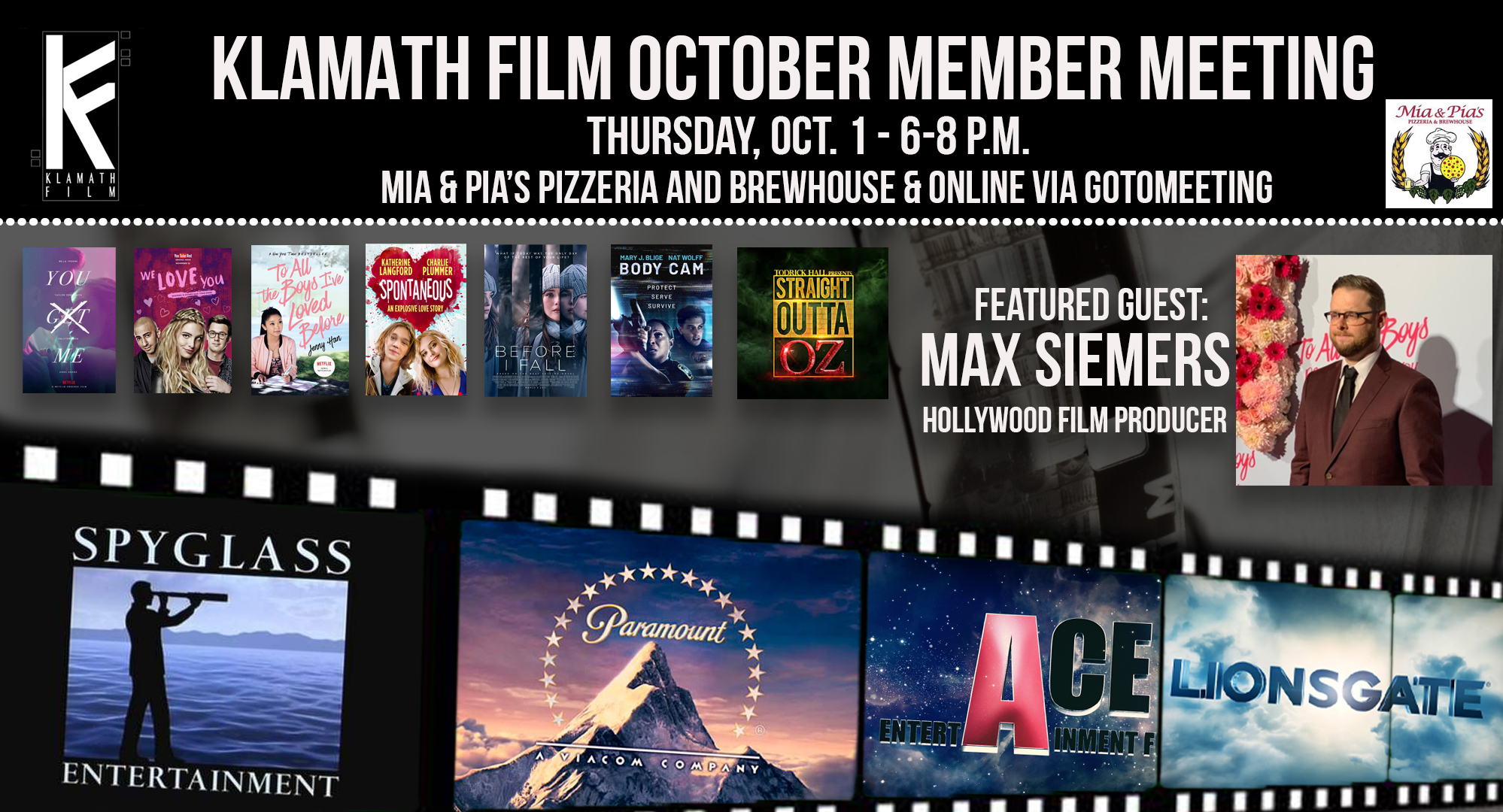 Hollywood film producer Max Siemers guest at October Klamath Film meeting