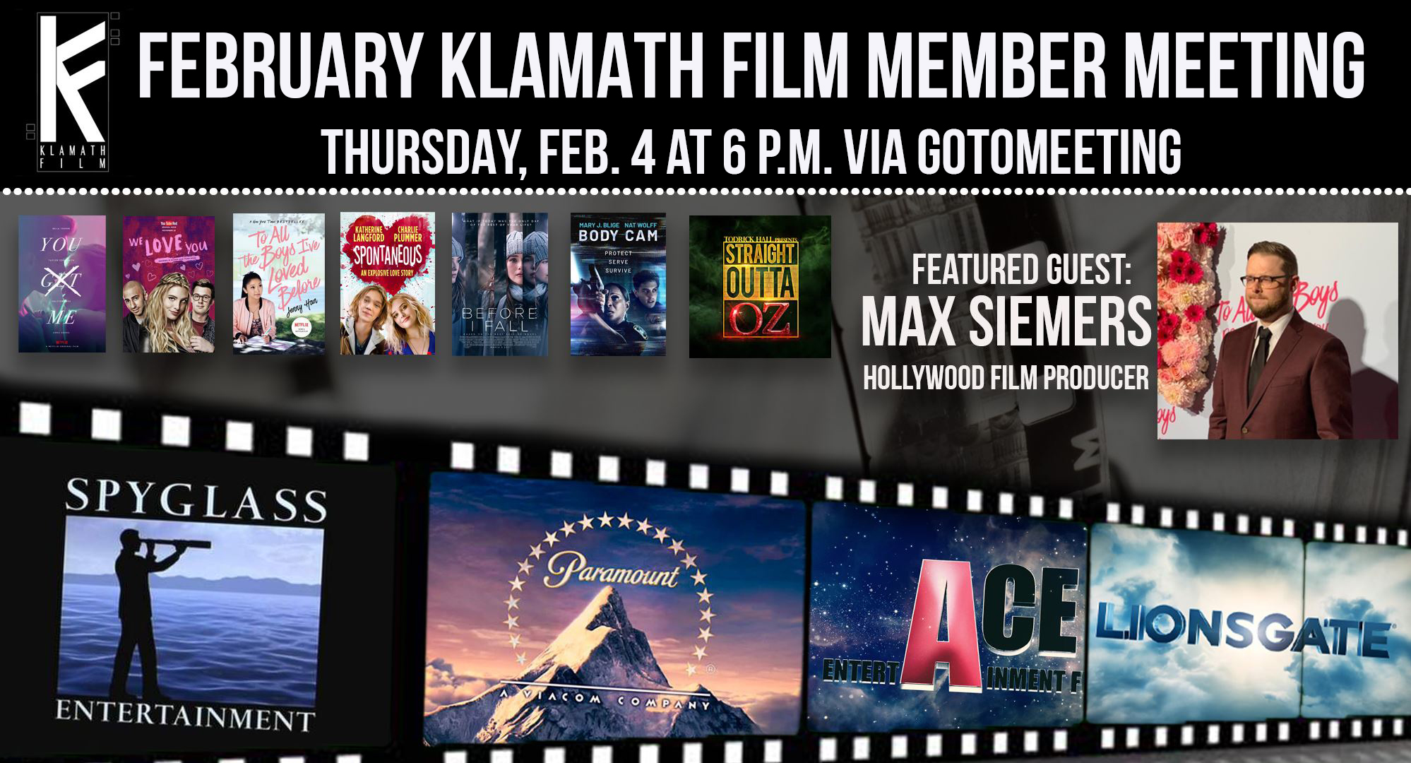 February member meeting to feature chat with Hollywood film producer Max Siemers