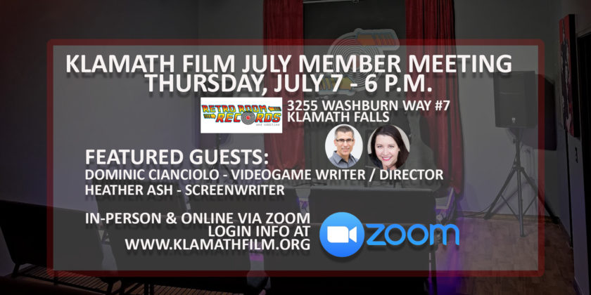 July member meeting doubles up with two featured guests: video game writer/producer Dominic Cianciolo, screenwriter Heather Ash