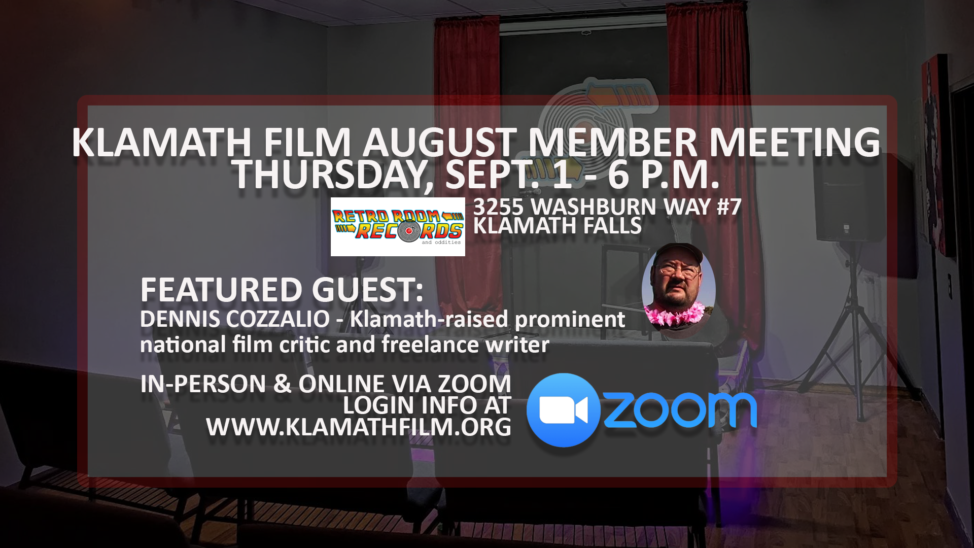 Prominent Klamath-raised national film critic Dennis Cozzalio to join September Klamath Film Member Meeting