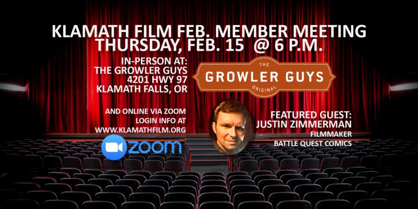 February Klamath Film Member Meeting features talk with filmmaker/comics author Justin Zimmerman